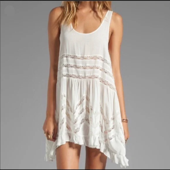 Free People Dresses Free People Ivory Voile Lace Trapeze Slip